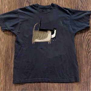Graphic Cat Duo Tee - Black with Brown & White Cats